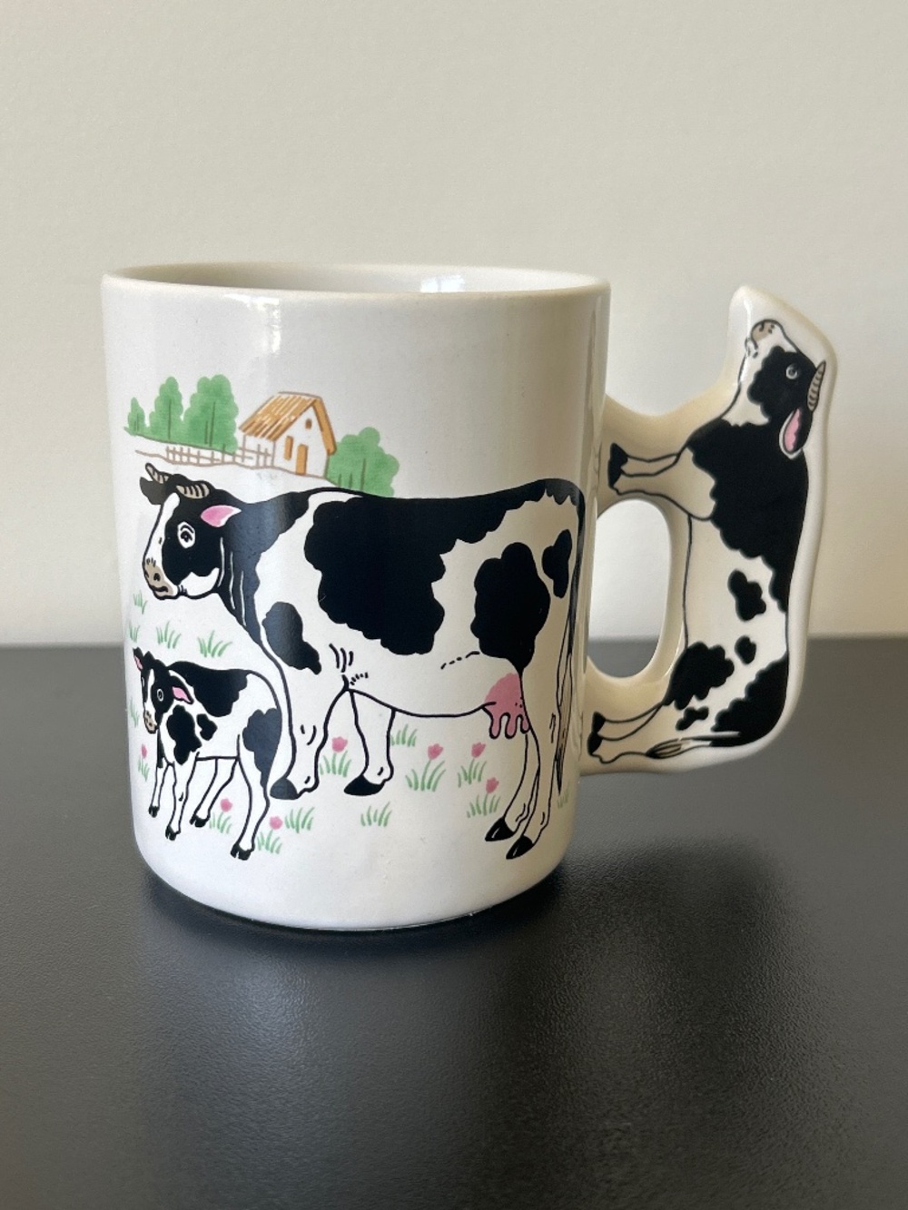 Vintage Ceramic Cow Handle Coffee Mug